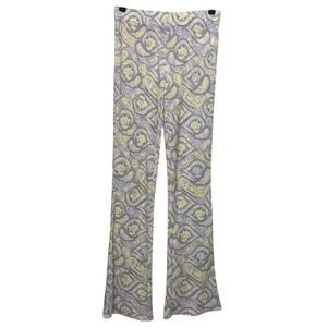 NWT Urban Outfitters UO Alia Plisse Paisley Semi-Sheer Flare Pant Size S